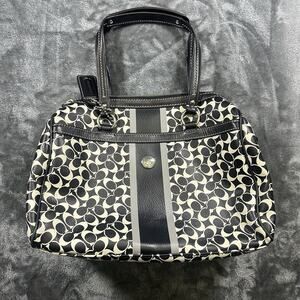 Coach Chelsea‎ Heritage PVC Leather Satchel White/Black/Silver VGC